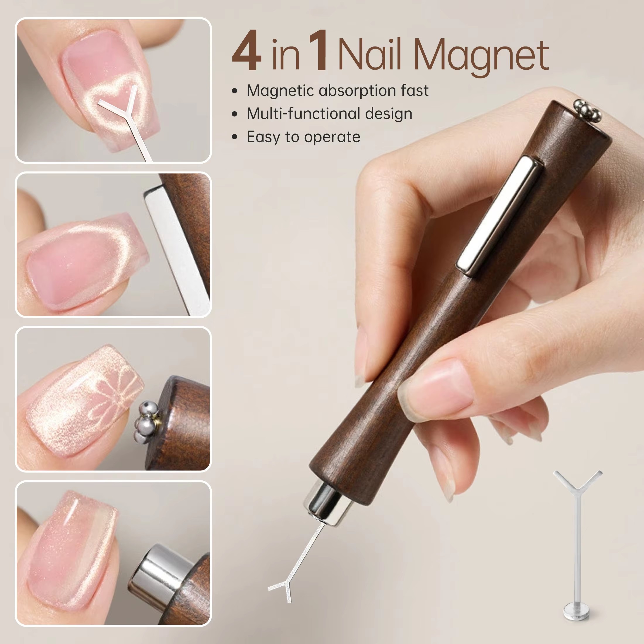 Contour Palette Stick - 2個入り 3in1 強力多機能ネイルアート磁気スティック Y字型鉄製 キャッツアイネイルポリッシュ ハート効果ネイルアートツール