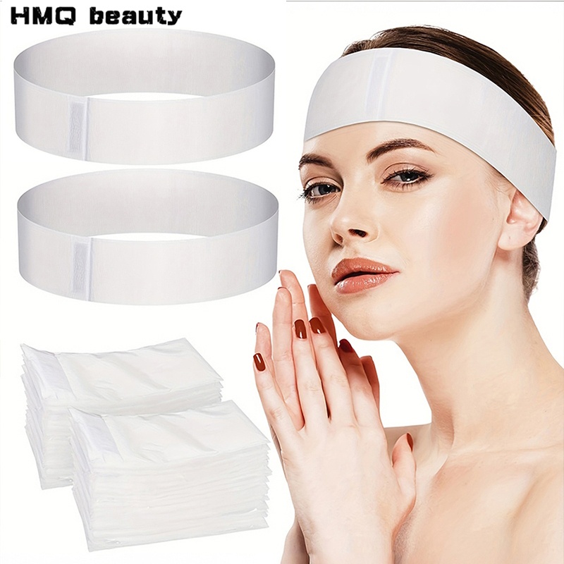 Beauty Makeup Women - 100/50/10 個使い捨てフェイシャルヘッドバンドスパストレッチ不織布フェイシャルヘアバンドスキンケア女性のためのメイクアップエステティシャン用品