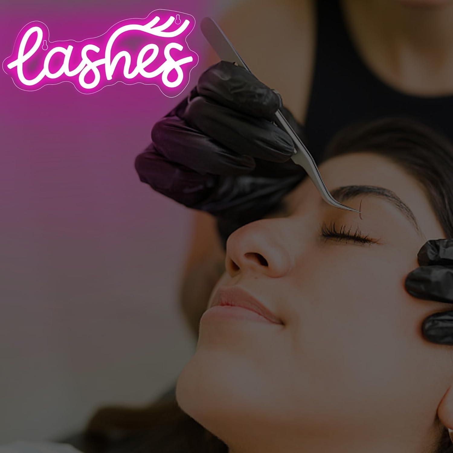 「Lashes」のネオンサイン。女性向けのテキスト入りLED - Beauty No Makeup のレビューと価格