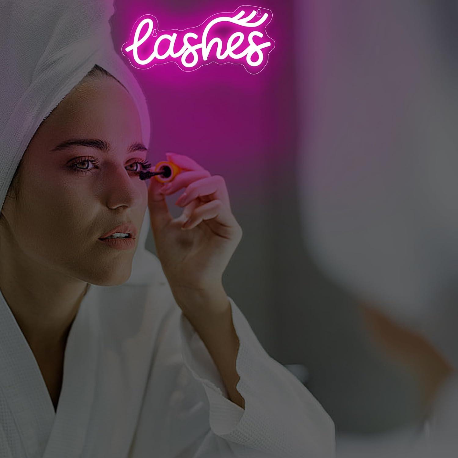「Lashes」のネオンサイン。女性向けのテキスト入りLED - Beauty No Makeup のレビューと価格