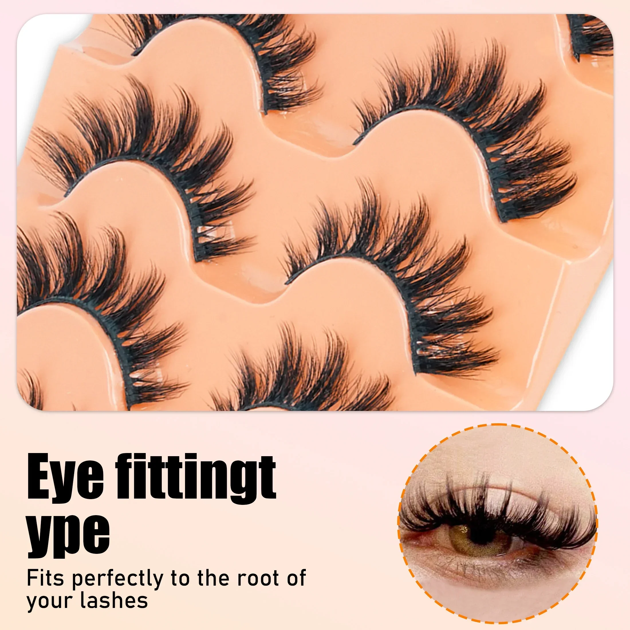 猫目型8Dロシア式ボリュームストリップつけまつげ5ペア。ふわ - Beauty Makeup Women のレビューと価格